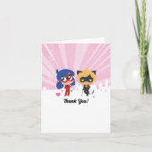 Wonderbaarlijke lieveheersbeestje & Cat Noir Chibi Bedankkaart (Voorkant)
