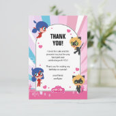 Wonderbaarlijke lieveheersbeestje & Cat Noir Chibi Bedankkaart (Staand voorkant)