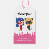 Wonderbaarlijke lieveheersbeestje & Cat Noir Chibi Cadeaulabel (Voorkant)