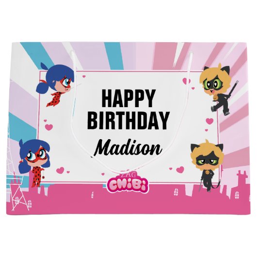 Wonderbaarlijke lieveheersbeestje & Cat Noir Chibi Groot Cadeauzakje (Voorkant)