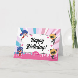 Wonderbaarlijke lieveheersbeestje & Cat Noir Chibi Kaart