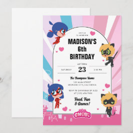 Wonderbaarlijke lieveheersbeestje & Cat Noir Chibi Kaart