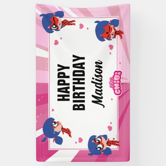 Wonderbaarlijke lieveheersbeestje Chibi verjaardag Spandoek (Verticaal)