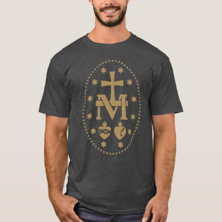 Wonderbaarlijke medaille Maagd Maria retro grappig T-shirt