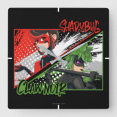 Wonderbaarlijke omgekeerde Shadybug & Claw Noir Vierkante Klok (Voorkant)