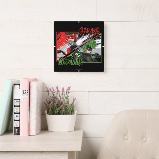 Wonderbaarlijke omgekeerde Shadybug & Claw Noir Vierkante Klok (Leeskamer)