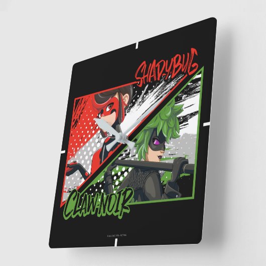 Wonderbaarlijke omgekeerde Shadybug & Claw Noir Vierkante Klok (Hoek)