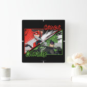 Wonderbaarlijke omgekeerde Shadybug & Claw Noir Vierkante Klok (Huis)