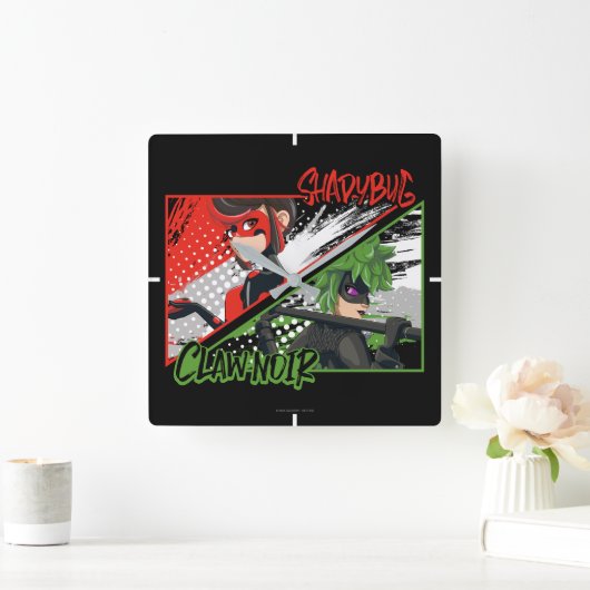 Wonderbaarlijke omgekeerde Shadybug & Claw Noir Vierkante Klok (Huis)