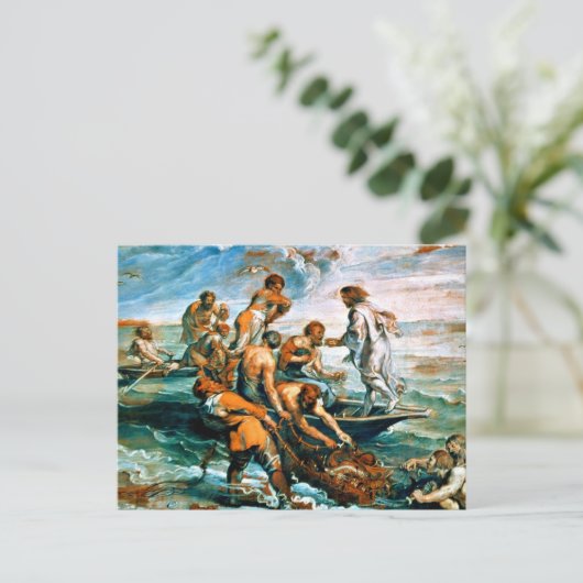 Wonderbare visvangst briefkaart (Staand voorkant)