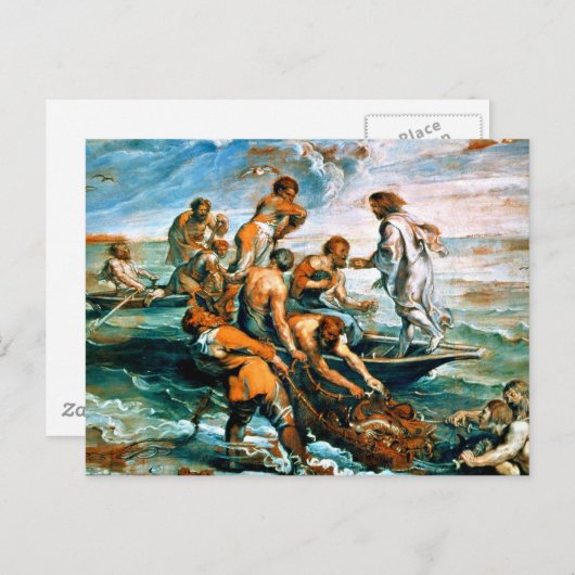 Wonderbare visvangst briefkaart (Voorkant / Achterkant)