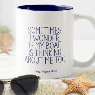 Wonderboot die aan mij denkt Funny Kapitein Humor Tweekleurige Koffiemok