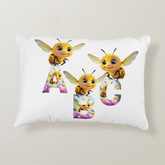Wonderen ABC Bee Baby Pillow Accent Kussen (Achterkant)