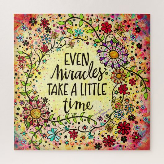 Wonderen nemen tijd Quote Floral Fun Inspirity Legpuzzel (Verticaal)