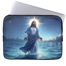 Wonderen van Jezus Christus oceaan spirituele vred Laptop Sleeve