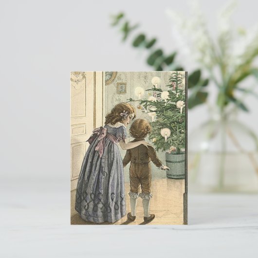 Wonderen van Kerstmis - vintage kerstgroet Feestdagenkaart (Staand voorkant)