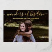 Wonderen van Zijn Liefde Custom Foto Kerst Goud  Folie Feestdagenkaart (Voorkant)