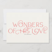 Wonderen van Zijn Liefde Eén Foto Typografie Relig Feestdagenkaart (Voorkant)