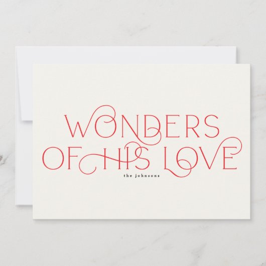Wonderen van Zijn Liefde Eén Foto Typografie Relig Feestdagenkaart (Voorkant)