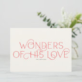 Wonderen van Zijn Liefde Eén Foto Typografie Relig Feestdagenkaart (Staand voorkant)