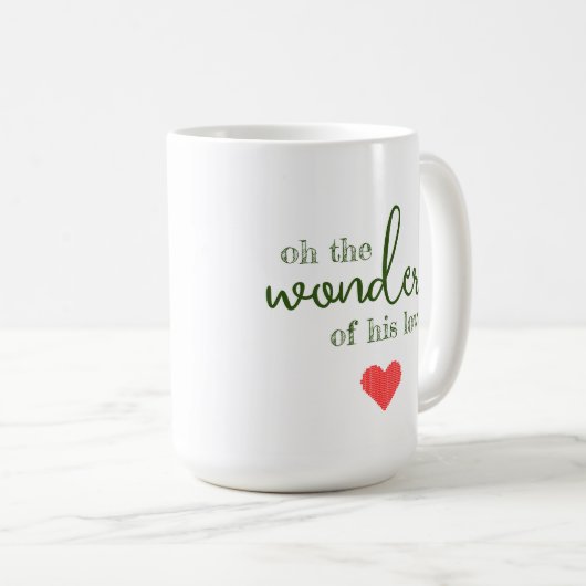 Wonderen van Zijn Liefde Kerstmis Mok (Voorkant rechts)