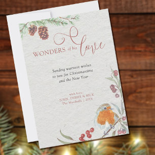 Wonderen van zijn Liefde Kerstmis Robin en Pijnboo Feestdagenkaart