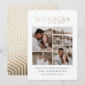 Wonderen van zijn liefde multi foto goud geometris bedankkaart (Voorkant / Achterkant)