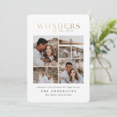 Wonderen van zijn liefde multi foto goud geometris bedankkaart (Staand voorkant)