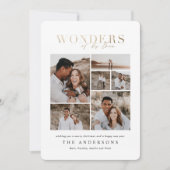 Wonderen van zijn liefde multi foto goud geometris bedankkaart (Voorkant)