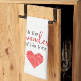Wonderen van Zijn Liefde Rode en Witte Keuken Hand Theedoek