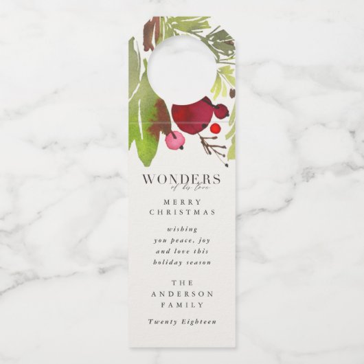 Wonderen van zijn liefde waterverf Holiday Flessenhanger (Voorkant)