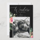 Wonderen van zijn liefde | Zwarte Bloemen Kerstfot Feestdagenkaart (Voorkant)