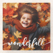 Wonderfall Autumn Fall laat aangepaste foto achter Glazen Onderzetter (Voorkant)