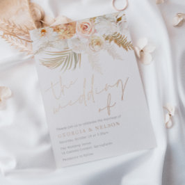 Wonderful Blush Gold & Ivory Wedding Roos Gold Folie Uitnodiging