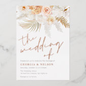 Wonderful Blush Gold & Ivory Wedding Roos Gold Folie Uitnodiging (Voorkant)