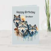 Wonderful Brother Verjaardag Wolf en Pack Quote Kaart (Voorkant)