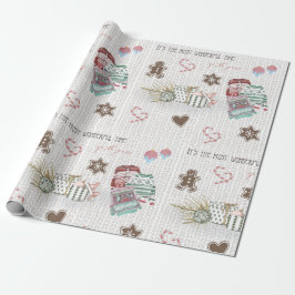 Wonderful Christmastime Modern Waterverf Cadeaupapier