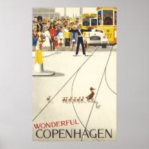 Wonderful Copenhagen Vintage Travel Poster