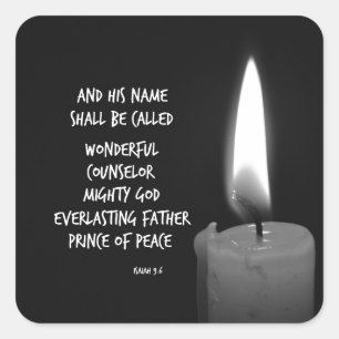 Wonderful Counselor Prince of Peace Schrift Vierkante Sticker