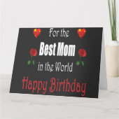 Wonderful cute Mom Birthday with Heart and Flower Kaart (Voorkant)