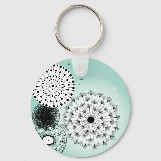 Wonderful Dandelions Blue Button Sleutelhanger (Voorkant)