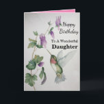 Wonderful Daughter Birthday Hummingbird Garden Kaart<br><div class="desc">Viel de verjaardag van je dochter op met een mooie waterverf voor kolibrie. Het tuinontwerp is elegant en stijlvol en is gemaakt met zachte kleuren room,  groen en roze. Ideaal voor een vrouw die dol is op afbeeldingen van charmante vogels en mooie tuinen.</div>