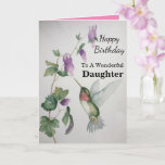 Wonderful Daughter Birthday Hummingbird Garden Kaart<br><div class="desc">Viel de verjaardag van je dochter op met een mooie waterverf voor kolibrie. Het tuinontwerp is elegant en stijlvol en is gemaakt met zachte kleuren room,  groen en roze. Ideaal voor een vrouw die dol is op afbeeldingen van charmante vogels en mooie tuinen.</div>