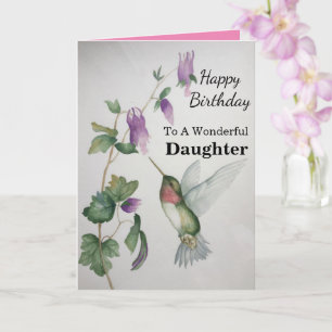 Wonderful Daughter Birthday Hummingbird Garden Kaart