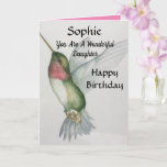 Wonderful Daughter Birthday Sweet Hummingbird Kaart<br><div class="desc">Viel de verjaardag van je dochter op met een mooie waterverf voor kolibrie. Het realistische roodroze roodroze roze en elegante en stijlvolle schilderij van roomkleurige roofvogels is ontworpen met zachte kleuren. Ideaal voor een vrouw die van vogels houdt en mooie afbeeldingen van natuur.</div>