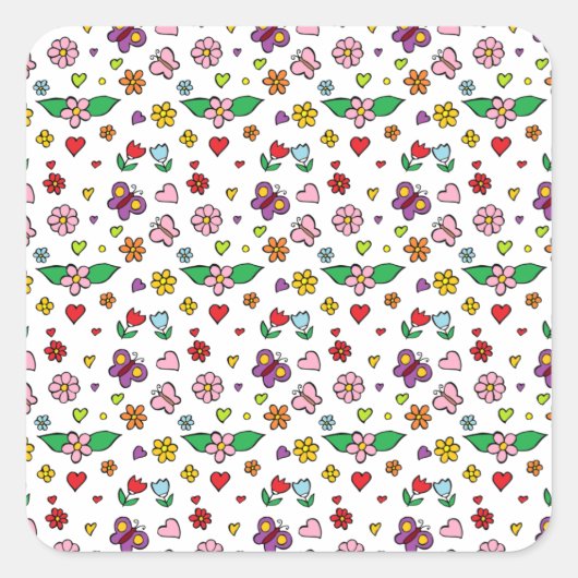 Wonderful Flowers Design Vierkante Sticker (Voorkant)