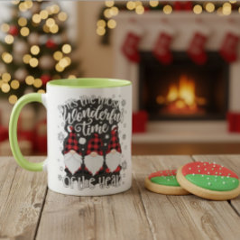 Wonderful Gnome Truck Plaid Christmas Mug Gift Mok