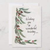 Wonderful Holiday Greeting Greenery Border Feestdagenkaart (Voorkant)