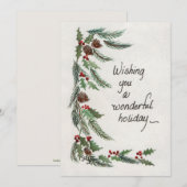 Wonderful Holiday Greeting Greenery Border Feestdagenkaart (Voorkant / Achterkant)