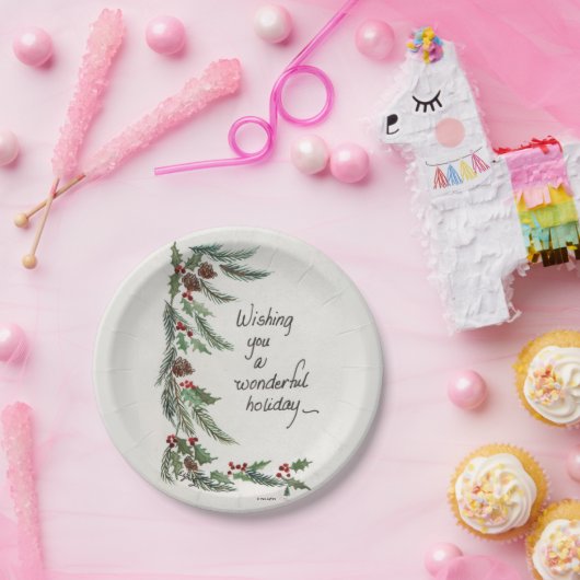 "Wonderful Holiday" Wish Green Garland grens Papieren Bordje (Feest)